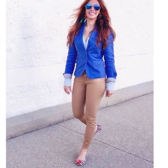 J. Crew Jackets & Blazers - J. Crew Blue Herringbone Schoolboy Blazer Size 2